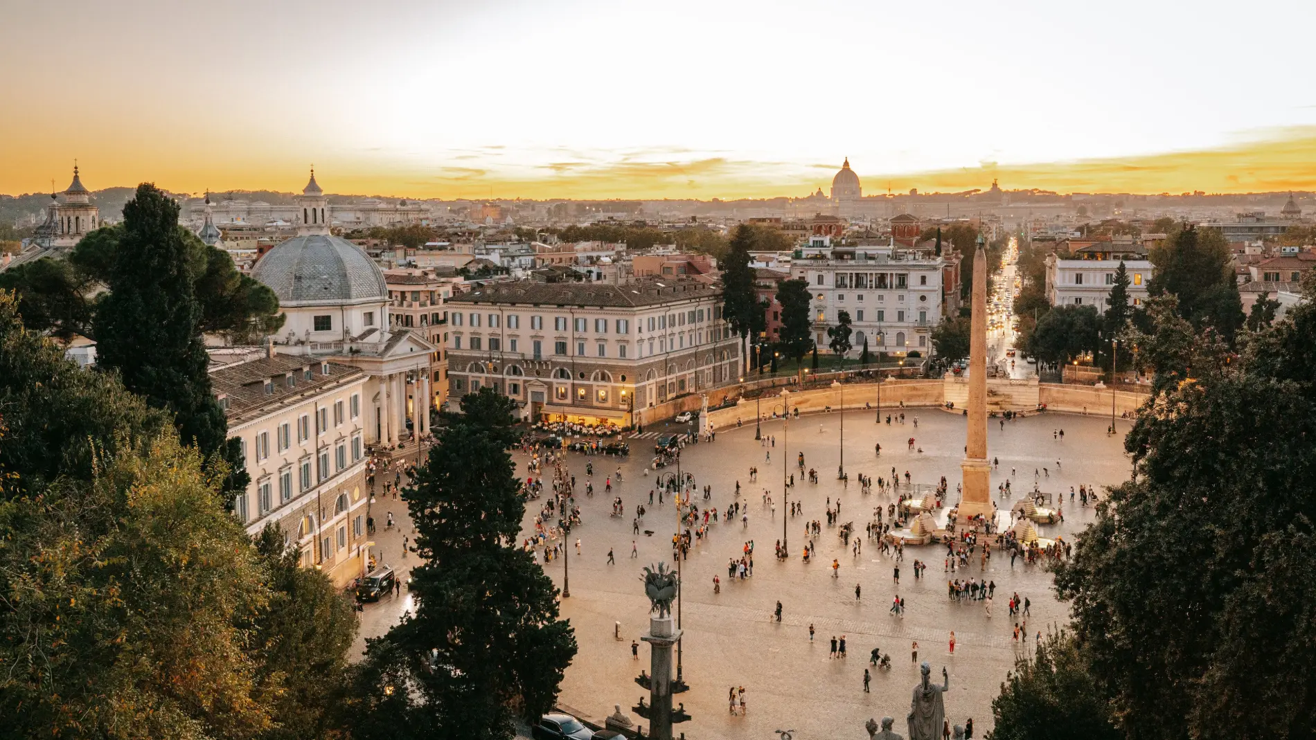 Piazza del Popolo at sunset with its obelisk and Rome skyline - Parioli Cube Hotel, BZAR hotels in Rome